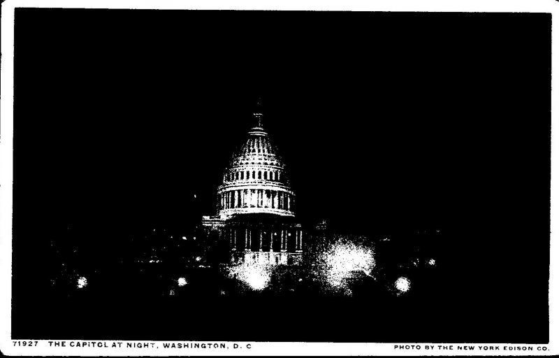 Washington D C The Capitol At Night Detroit Publishing