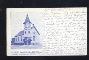 CHICAGO ILLINOIS 1911 SVENSKA SWEDISH CHURCH VINTAGE POSTCARD NORTH BRANCH MN