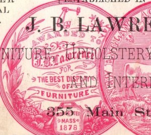 1880 Engraved J.B. Lawrence Furniture Upholstery Interior Decorator P135