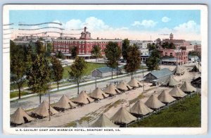 1936 NEWPORT NEWS VIRGINIA US CAVALRY CAMP WARWICK HOTEL L KAUFMANN POSTCARD