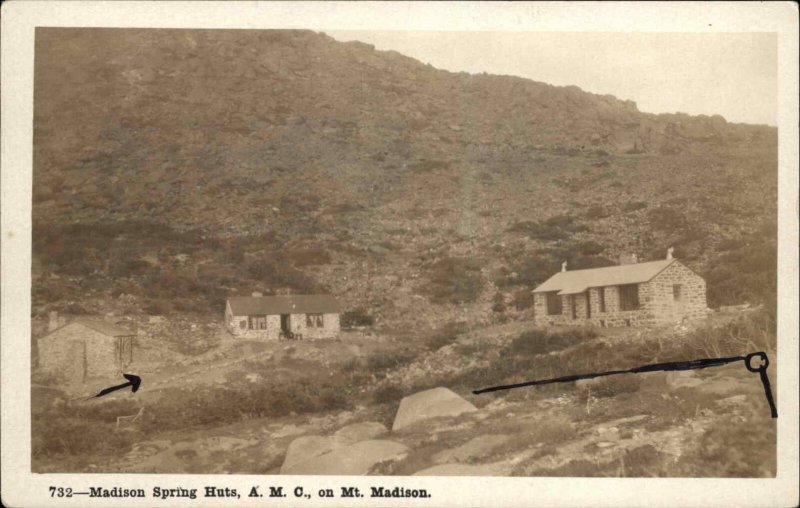 White Mountains NH Mt. Madison AMC Spring Huts Real Photo Postcard c1910