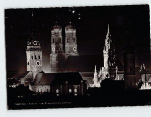 Postcard Frauenkirche at Night Munich Germany