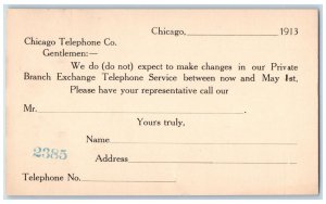 1913 Chicago Telephone Co. Chicago Illinois IL Antique Unposted Postal Card