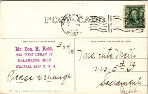 Postcard Academy Street in Kalamazoo, Michigan~135417