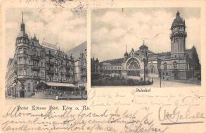 Koln Germany Hotel Kolner Bahnhof Train Station Antique Postcard J66421