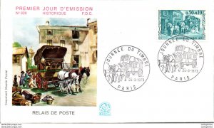 FDC France Relais de Poste Paris 19073 Caleche Chevaux Cheval