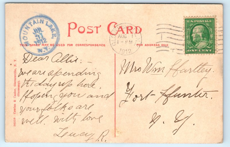 Mountain Lake NY Adirondacks Postcard New York