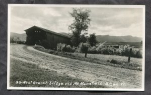 dc115 - STOWE Vermont 1920s West Branch Covered Bridge Real Photo Postcard