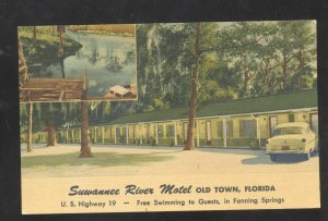 OLD TOWN FLORIDA SUWANEE RIVER MOTEL VINTAGE LINEN ADVERTISING POSTCARD