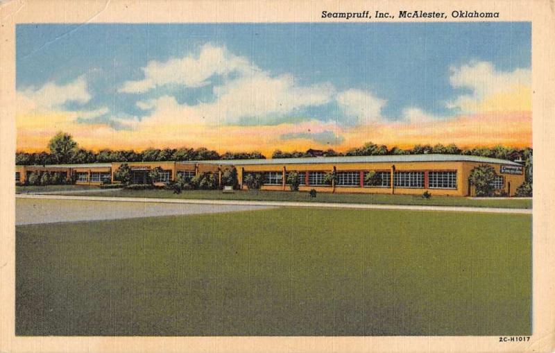 McAlester Oklahoma Seampruff Inc Exterior Linen Antique Postcard K20392