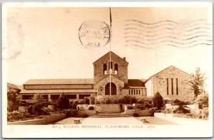 Claremore Oklahoma OK, 1944 Will Rogers Memorial, Stone Walls, RPPC Postcard
