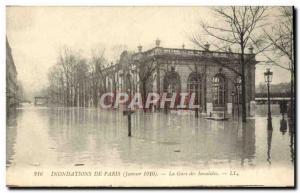 Floods Old Postcard From Paris La Gare Des Invalides