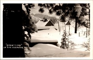 Real Photo Postcard Snow Time in the Sierras, California