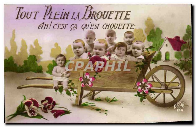 Old Postcard Fun Children Bebe Wheelbarrow