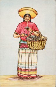 Mexico Fish Vendor Woman Female Vendedora de Pescaditos Fema Unused Postcard H58