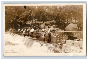 Vintage RPPC Fishing On Walnut River Winfield, KS. Postcard P172E