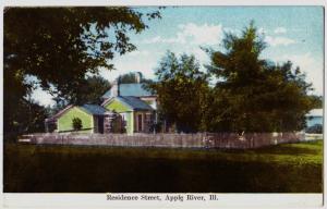 1910 APPLE RIVER Illinois Ill Postcard Residence Street Home Jo Daviess County