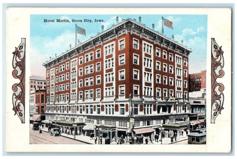 c1910 Hotel Martin Exterior Building Sioux City Iowa IA Vintage Antique Postcard