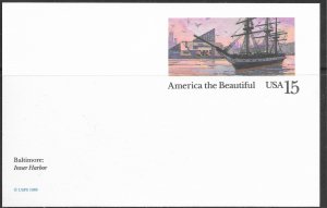 US Unused. America the Beautiful. UX136. Baltimore - Inner Harbor. Nice.