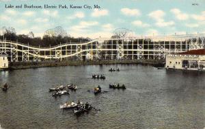 Kansas City Missouri Electric Park Lake Boathouse Antique Postcard K64214