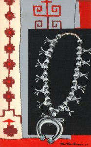 Vintage Postcard Navaho Indians Crafts Silver Necklace And Blanket Montclair NJ