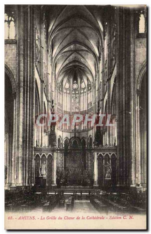 Old Postcard Amiens cathedral choir Grid