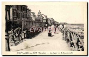 Old Postcard Saint Aubin Sur Mer The dam to the bridge