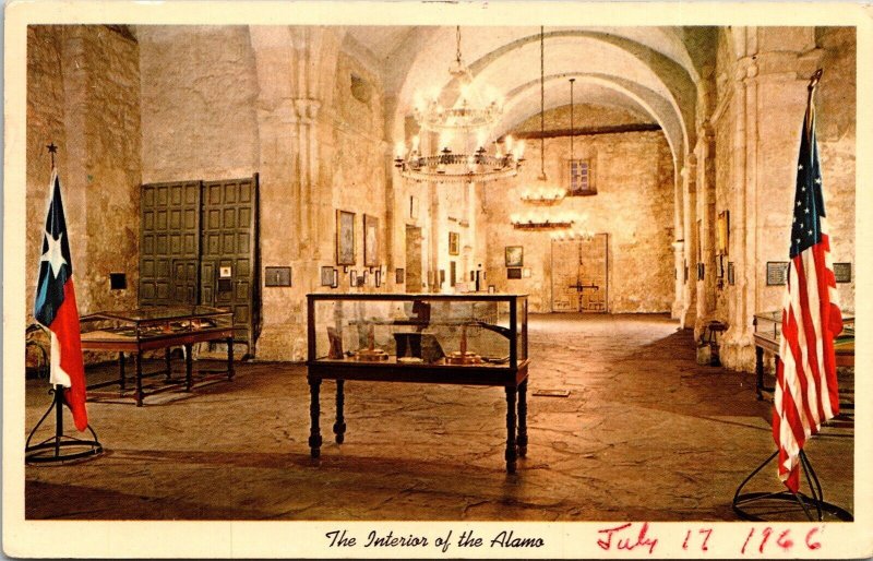 Alamo National Monument Interior San Antonio Texas Chrome Cancel WOB Postcard 