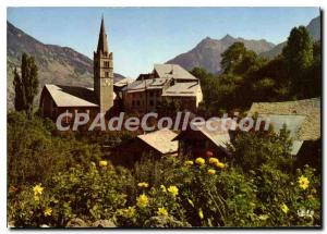 Old Postcard Hautes Alpes The Church of Risoul and peak Guillestre