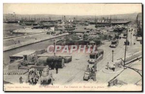 Old Postcard Marseille general view of the Joliette Basins