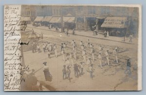 MARSHALL MI ORCHESTRA STREET PARADE ANTIQUE REAL PHOTO POSTCARD RPPC