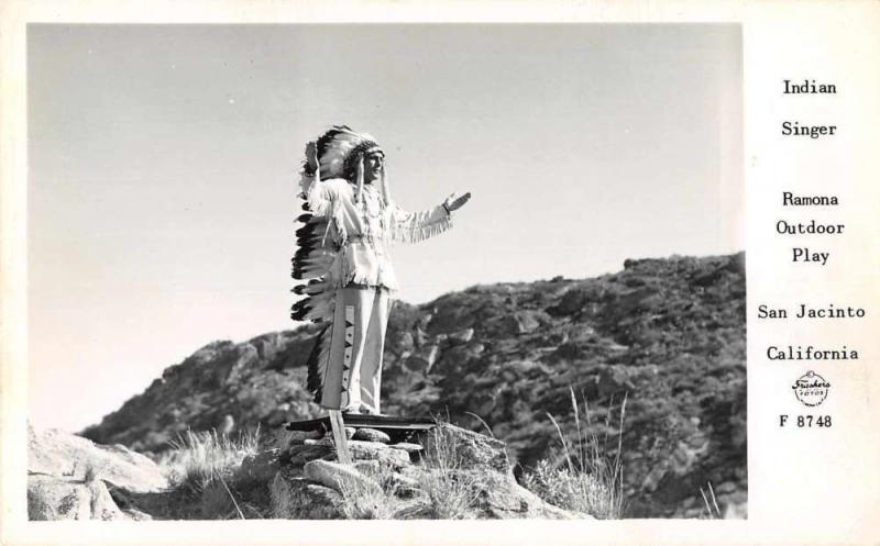 San Jacinto California Indian Singer Frasher Real Photo Antique Postcard J67144