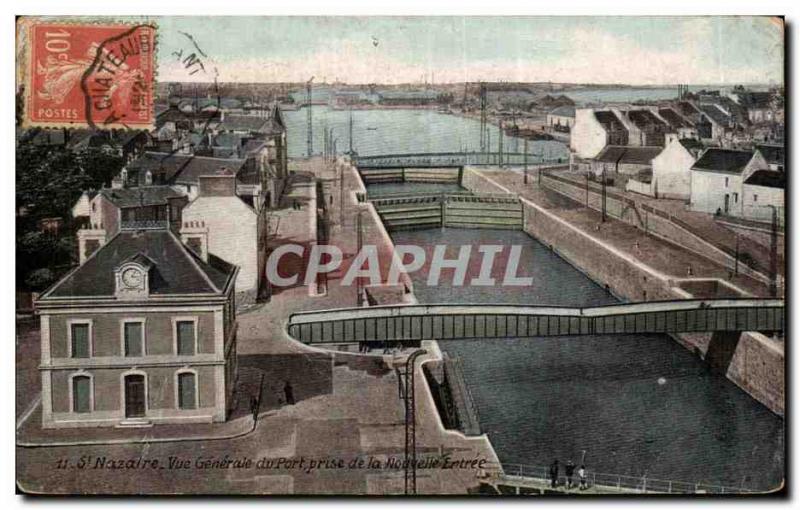 Postcard Old St Nazaire port General View from the new entry