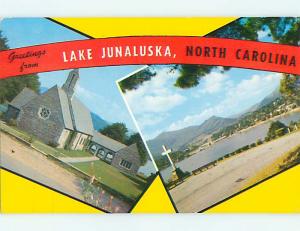 Greetings - Two Views On One Postcard From Lake Junaluska Waynesville NC Q7734