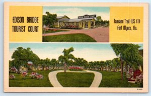 FORT MYERS, Florida FL ~ Roadside Motel EDISON BRIDGE TOURIST COURT Postcard