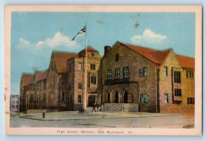 Moncton New Brunswick Canada Postcard High School Building c1930's Vintage