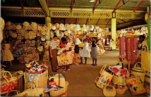 VINTAGE POSTCARD THE STRAW SECTION OF VICTORIA CRAFT MARKET IN KINGSTON JAMAICA