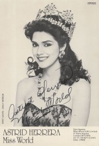 Astrid Herrera 1984 Miss World Winner Hand Signed Photo