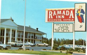 Ramada Inn, Jackson, Tennessee postcard - Celtics & Royals game on marquee