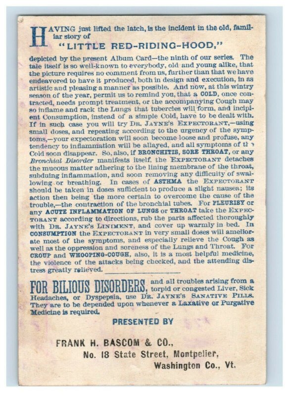 1880s-90s Little Red Riding Hood Dr. Jayne's Expectorant Quack Medicine P52 