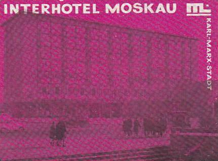 GERMANY KARL MARX STADT INTERHOTEL MOSKAU VINTAGE LUGGAGE LABEL