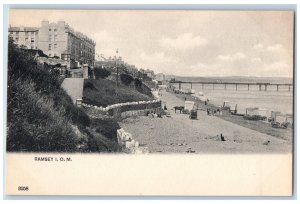 Ramsey Isle of Man Postcard Bridge Beach and Buildings View c1905 Antique