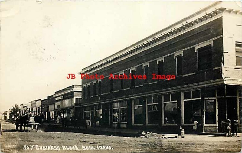 ID, Buhl, Idaho, RPPC, Business Block, 1915 PM, Pacific Photo No 7