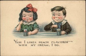 Boy & Lunch Counter Ice Cream - Charles Twelvetrees? c1915 Postcard