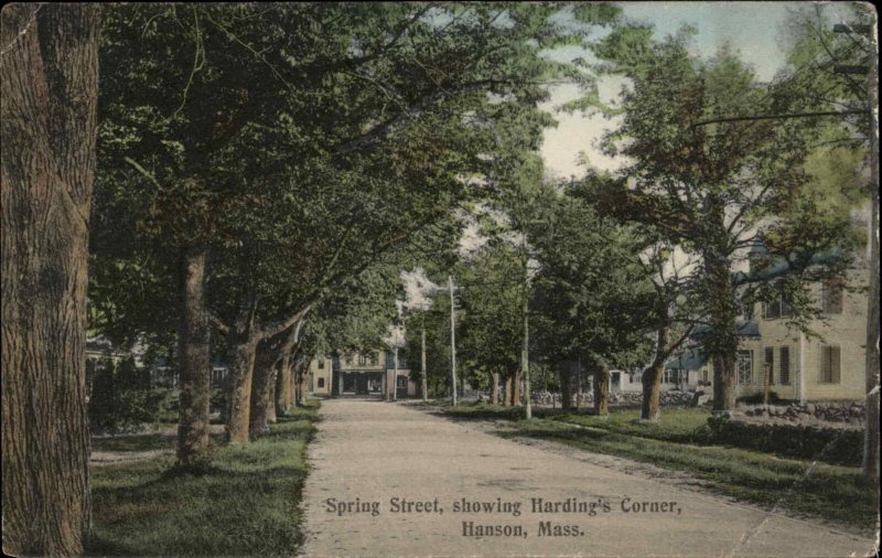 Hanson Massachusetts MA Harding's Corner Spring Street c1910 Vintage Postcard