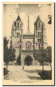 Old postcard Cathedrale Saint Benigne Dijon Facade