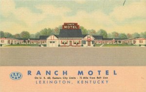 Lexington Kentucky Ranch Motel roadside linen Teich Postcard 20-4056