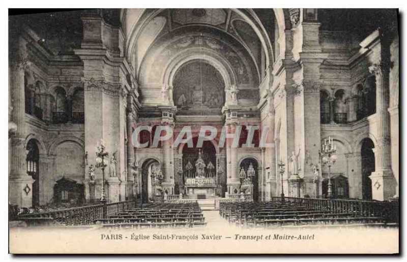 Postcard Old Paris Saint Francis Xavier Church and Altar Transept