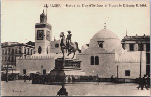 Algeria Alger Statue deu Duc d'Orleans Algiers Vintage Postcard C182