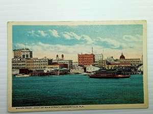 Vintage Postcard 1920's Water Front Foot of Main Street Jacksonville FL Florida